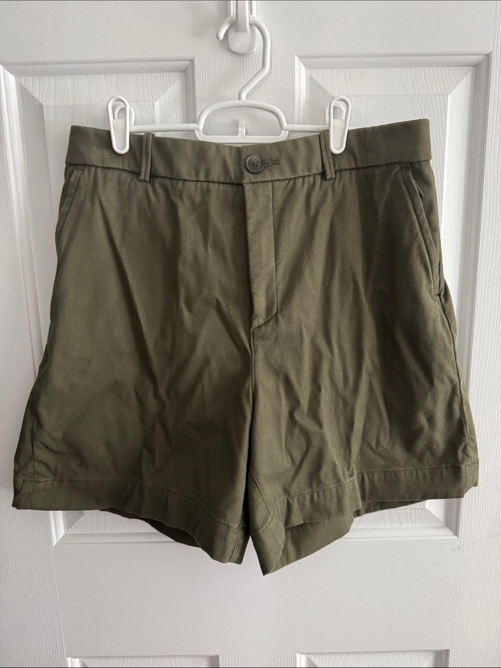 SPANX Olive High-Rise Tailored Bermuda Shorts